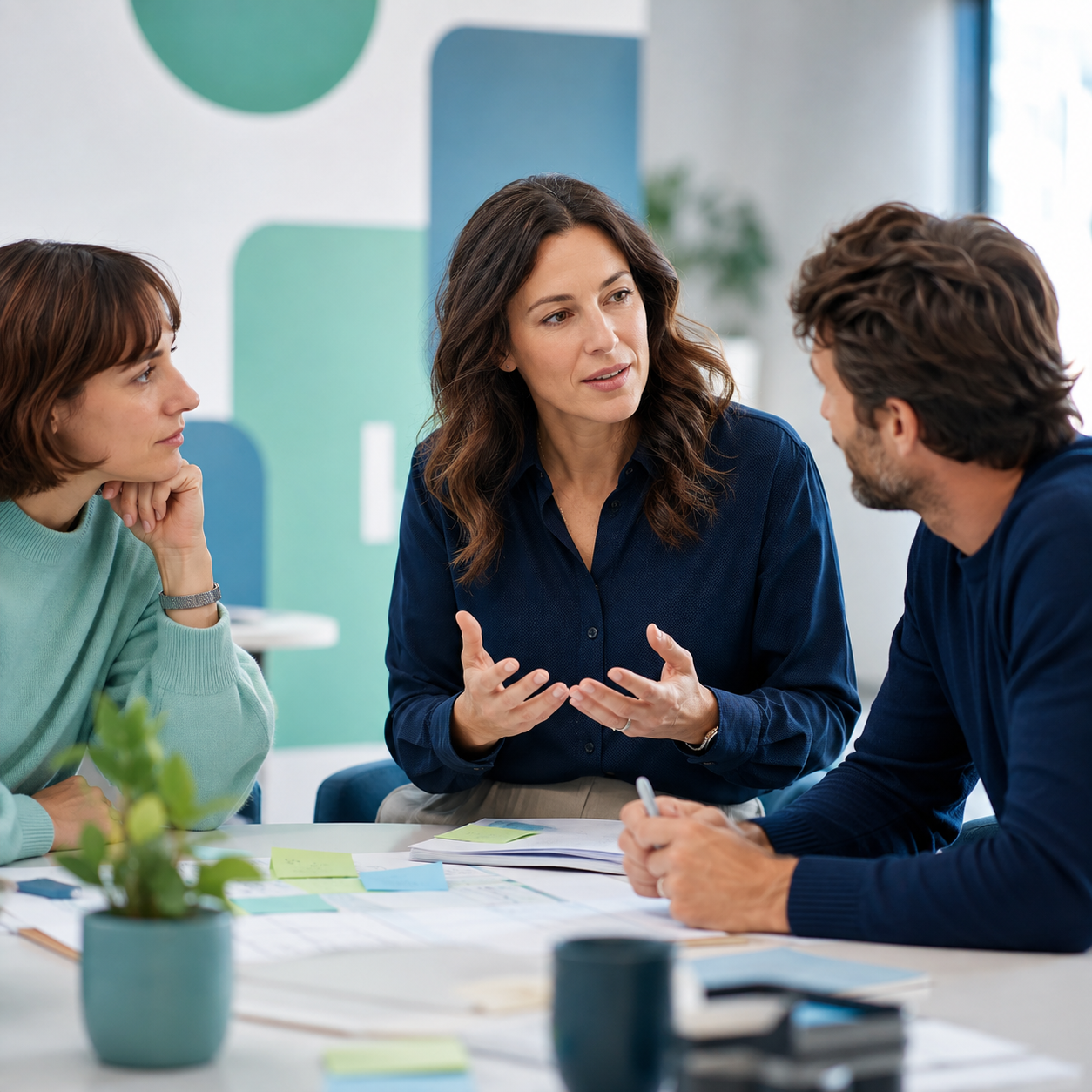 Facilitadora acompañando una conversación difícil entre colegas
