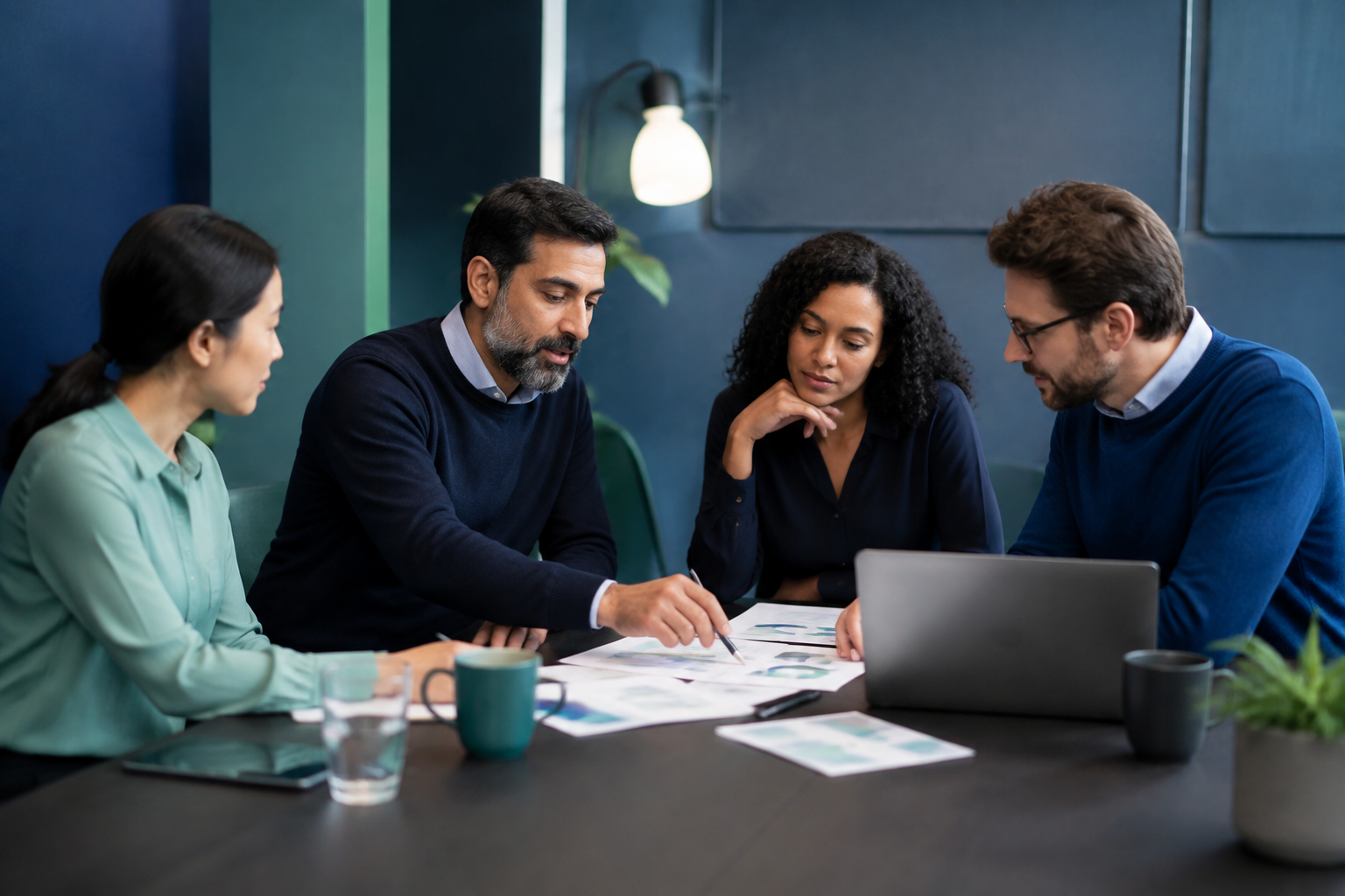 Equipo considerando distintas alternativas para un problema