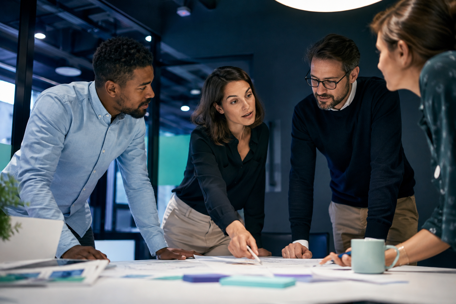 Equipo convirtiendo ideas en una solución compartida