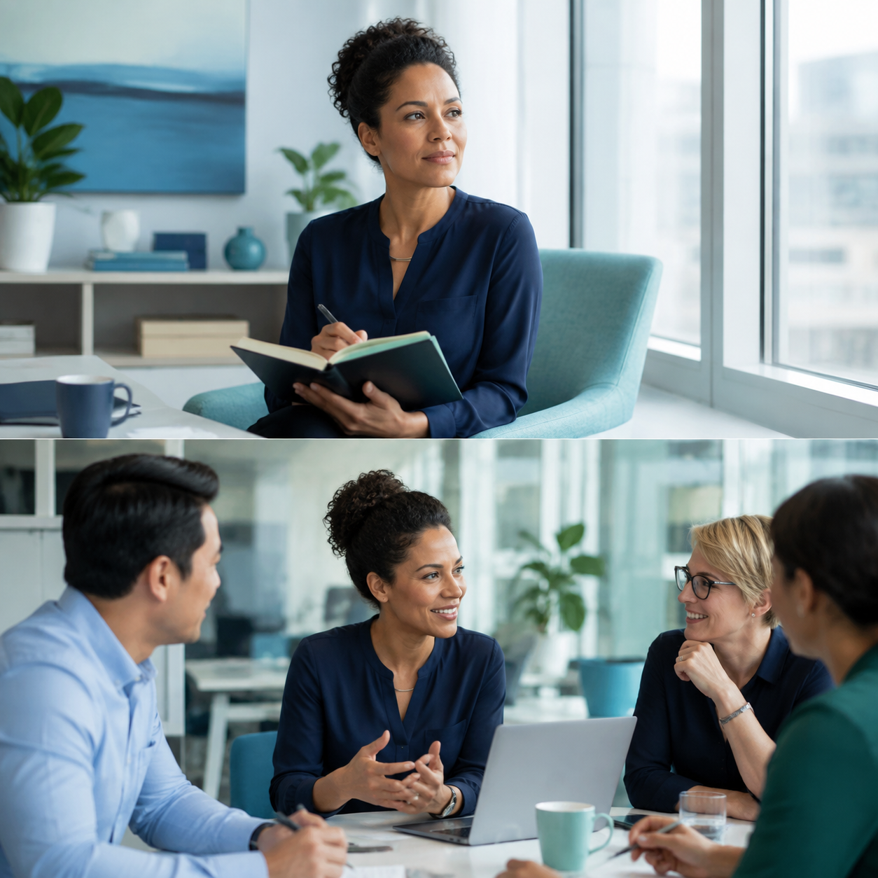 Profesional reflexionando y reconectando con su equipo
