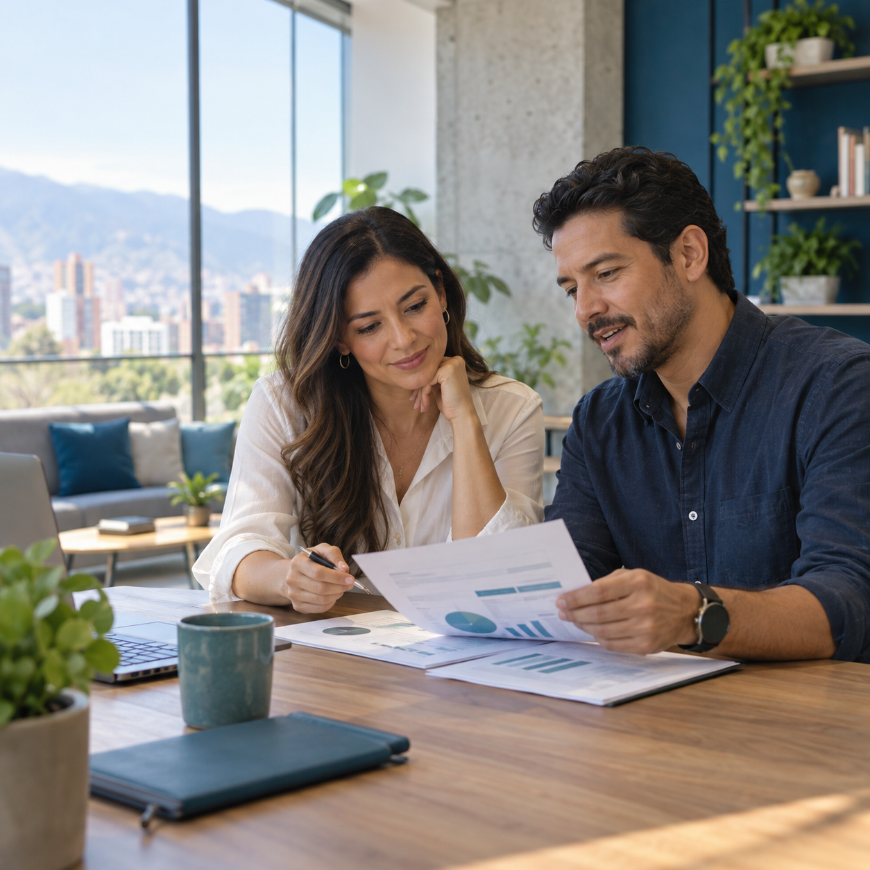 Dos profesionales latinoamericanos conversan sobre desarrollo y capacidades en el trabajo.