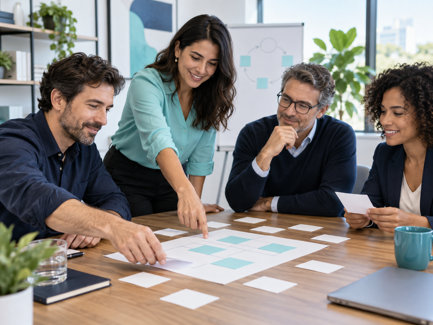 Grupo de profesionales construyendo acuerdos sobre un plan compartido