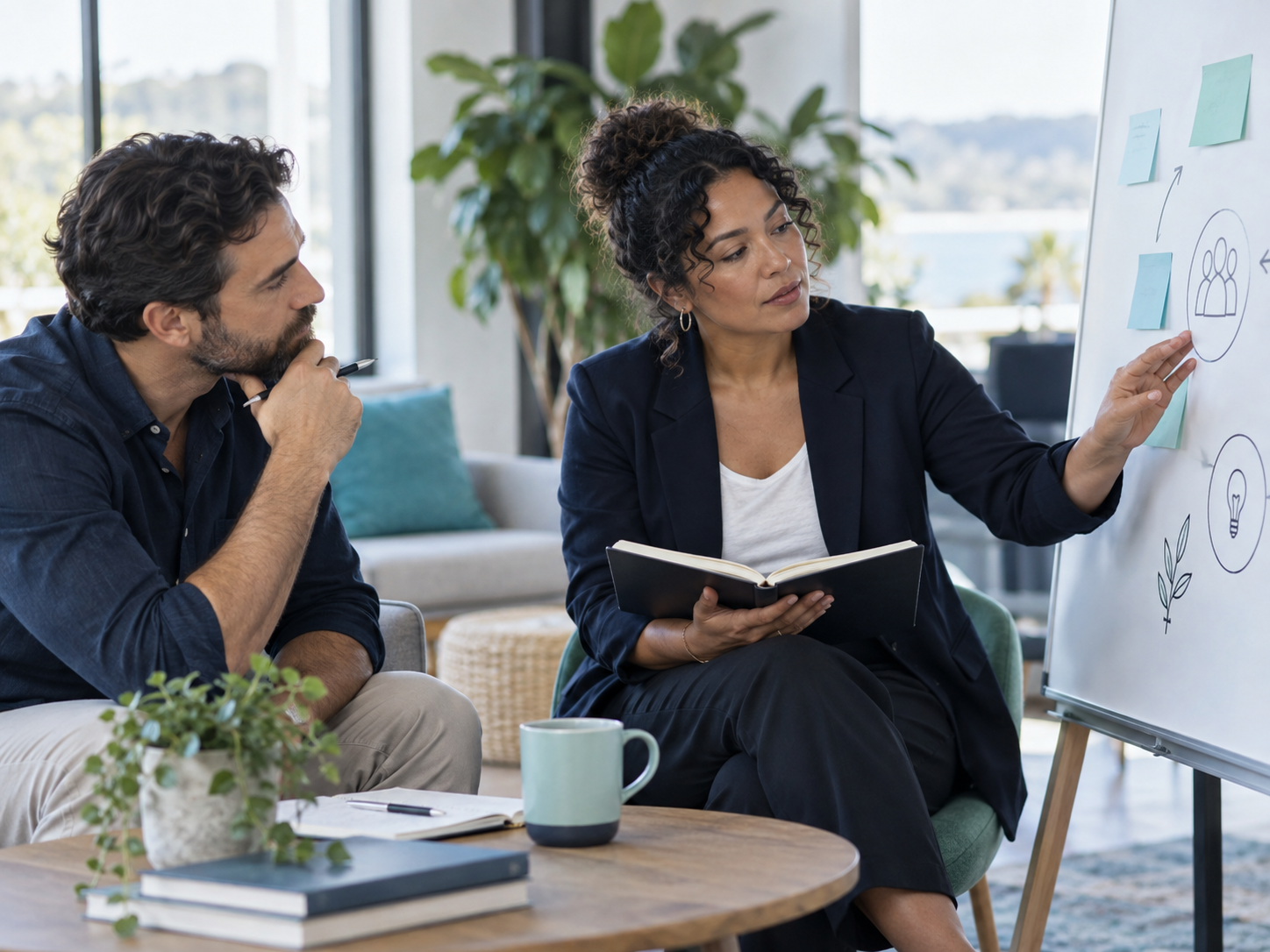 Coaches reflexionando sobre sus hábitos de escucha y sus preguntas